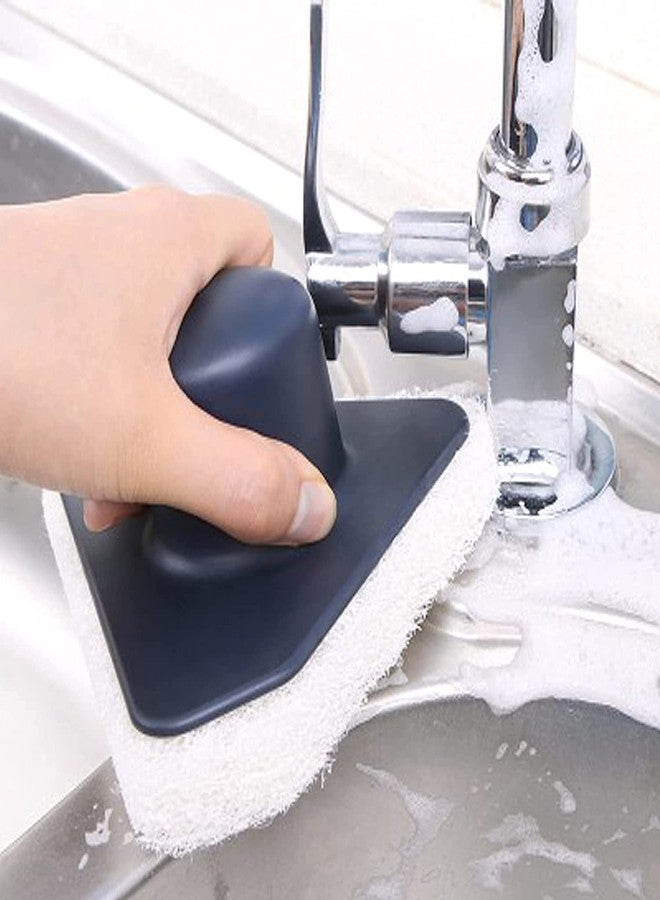 Meetzone فرشاة إسفنجية لتنظيف جدران حوض الاستحمام من ميتزون، ذات مقبض بلاستيكي قوي، أداة تنظيف وغسل أسطح الحمام والنوافذ (متعددة الألوان) (عبوة من قطعة واحدة) - Image 2